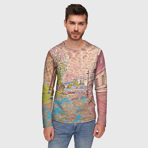 Мужской лонгслив Старый город / 3D-принт – фото 3