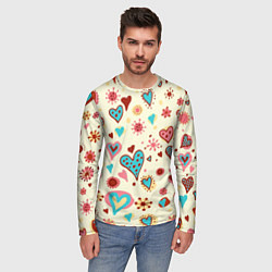 Лонгслив мужской Цветные сердечки, цвет: 3D-принт — фото 2