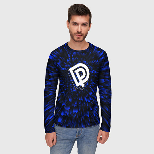 Мужской лонгслив Deep Purple blue energy / 3D-принт – фото 3