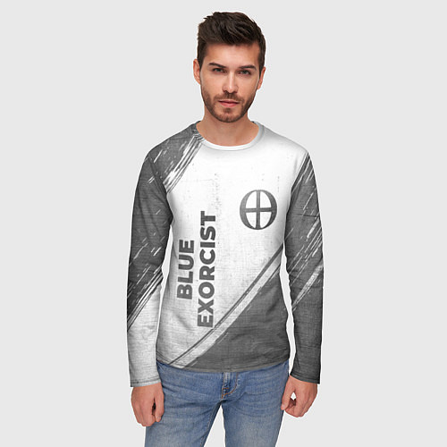 Мужской лонгслив Blue Exorcist - white gradient вертикально / 3D-принт – фото 3