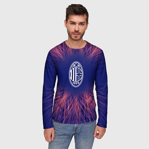 Мужской лонгслив AC Milan red energy / 3D-принт – фото 3