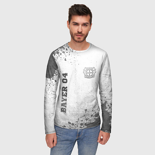 Мужской лонгслив Bayer 04 - white gradient вертикально / 3D-принт – фото 3