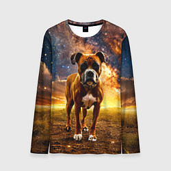 Лонгслив мужской Немецкий боксер и звездное небо, цвет: 3D-принт