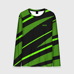 Лонгслив мужской Sport чёрный и зелёный полосы, цвет: 3D-принт