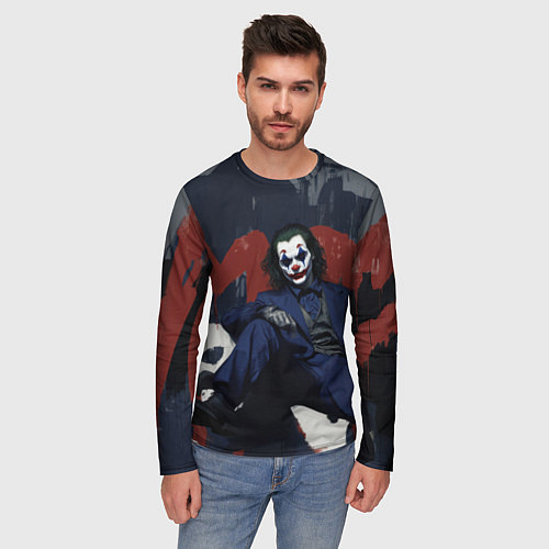 Мужской лонгслив Джокер в синем костюме / 3D-принт – фото 3