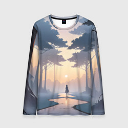 Мужской лонгслив В лесу на закате