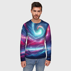 Лонгслив мужской Spiral neon galaxy - ai art fantasy, цвет: 3D-принт — фото 2