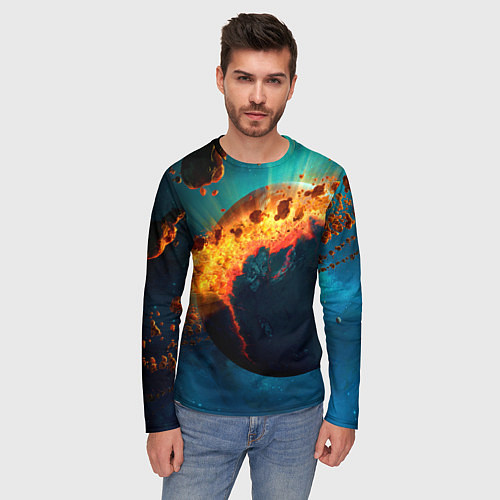 Мужской лонгслив Взрыв планеты / 3D-принт – фото 3