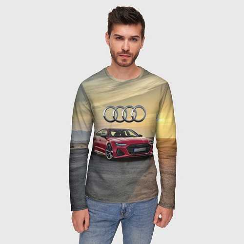Мужской лонгслив Audi RS 7 на закате солнца / 3D-принт – фото 3
