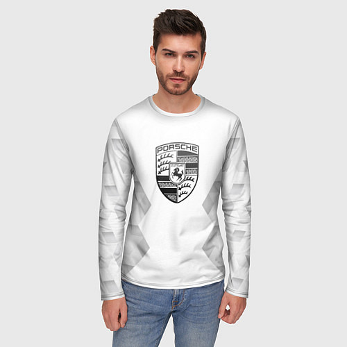 Мужской лонгслив Porsche white poly / 3D-принт – фото 3