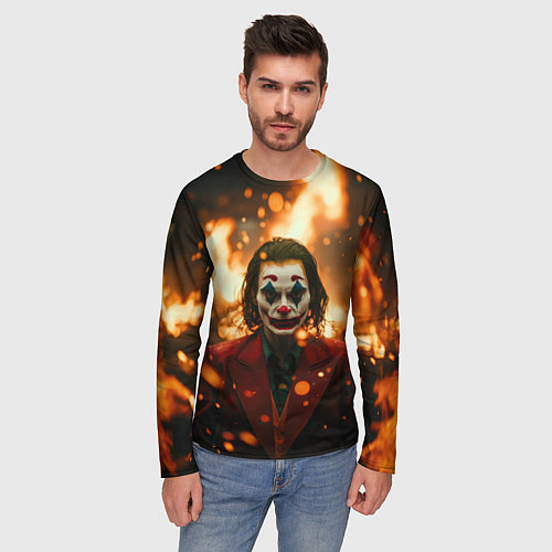 Мужской лонгслив Джокер огонь и искры / 3D-принт – фото 3