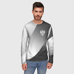 Лонгслив мужской Герб России серый градиент, цвет: 3D-принт — фото 2