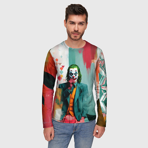 Мужской лонгслив Джокер и стены в краске / 3D-принт – фото 3