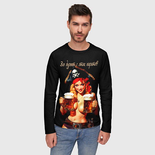 Мужской лонгслив Все дуреют с этих пиратов / 3D-принт – фото 3