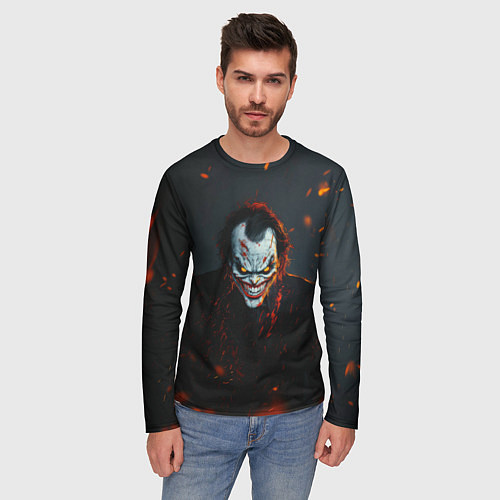 Мужской лонгслив Джокер оранжевые искры / 3D-принт – фото 3