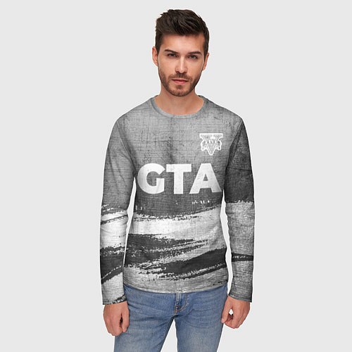 Мужской лонгслив GTA - grey gradient посередине / 3D-принт – фото 3