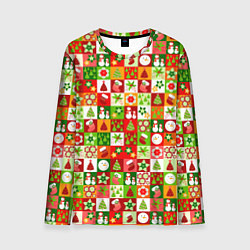 Лонгслив мужской Новогодние снеговики и снежные бабы, цвет: 3D-принт