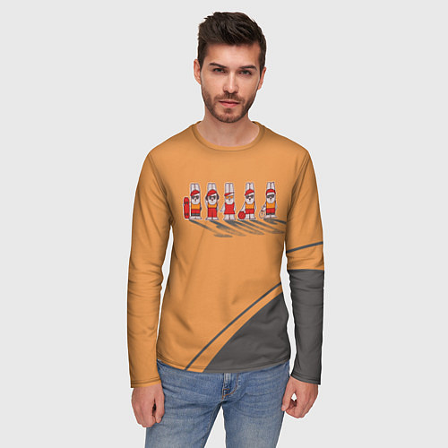 Мужской лонгслив Пять спортивных кроликов / 3D-принт – фото 3