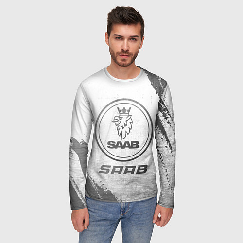 Мужской лонгслив Saab - white gradient / 3D-принт – фото 3