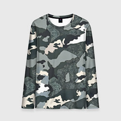 Лонгслив мужской Темно зеленый камуфляж, цвет: 3D-принт