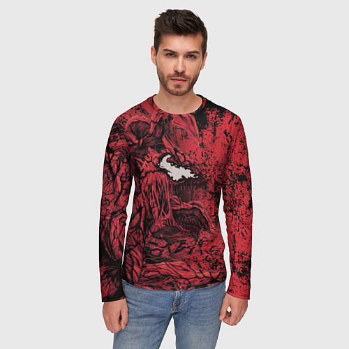 Мужской лонгслив Красный веном текстура Карнажа / 3D-принт – фото 3