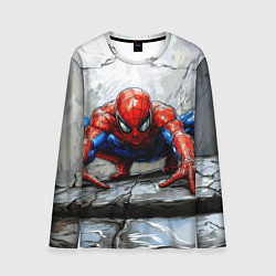 Лонгслив мужской Человек-паук палзет на стене, цвет: 3D-принт