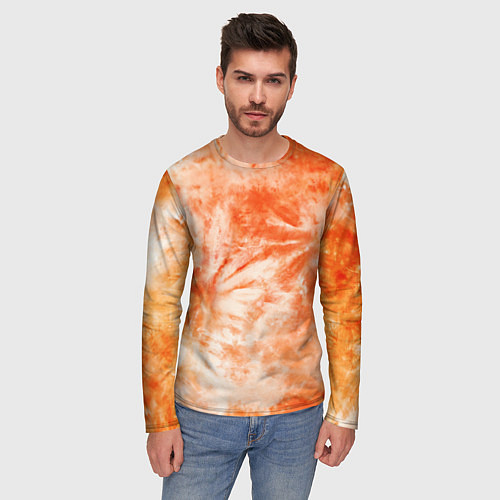 Мужской лонгслив Оранжевый тай-дай пятна / 3D-принт – фото 3
