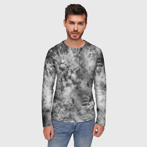 Мужской лонгслив Серый тай дай - абстракция / 3D-принт – фото 3