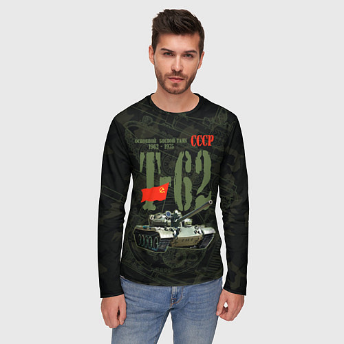 Мужской лонгслив Советский средний танк Т-62 / 3D-принт – фото 3