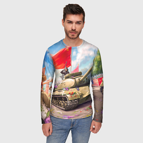 Мужской лонгслив Русский танк / 3D-принт – фото 3