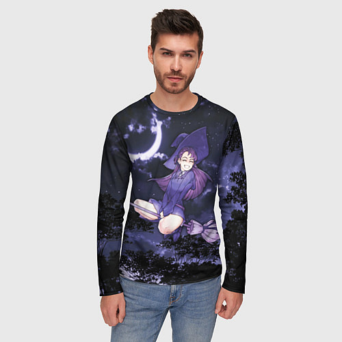 Мужской лонгслив Веселая ведьма летит на шабаш / 3D-принт – фото 3