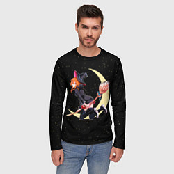 Лонгслив мужской Ведьма с яблоком летит на метле, цвет: 3D-принт — фото 2