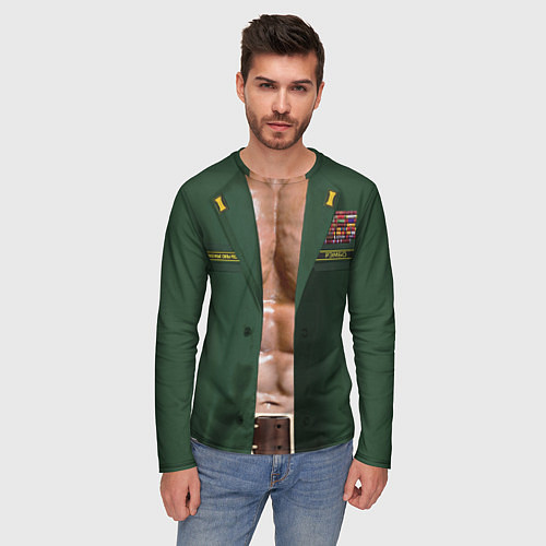 Мужской лонгслив Форма вооруженных сил РФ с прессом / 3D-принт – фото 3