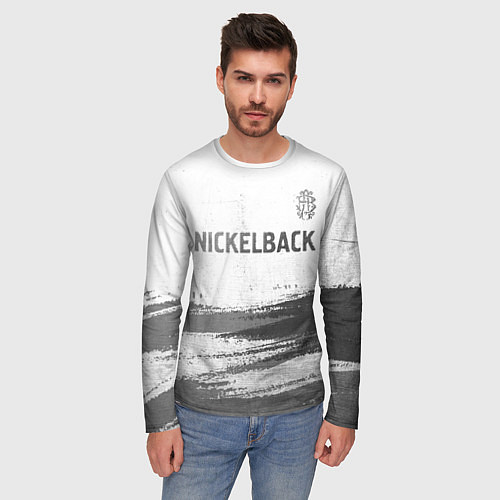 Мужской лонгслив Nickelback - white gradient посередине / 3D-принт – фото 3