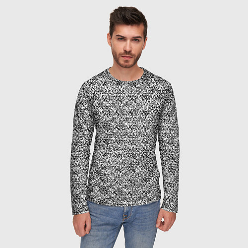 Мужской лонгслив Чёрно-белый текстурный / 3D-принт – фото 3