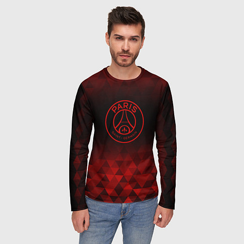 Мужской лонгслив PSG red poly / 3D-принт – фото 3