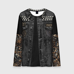 Лонгслив мужской Джинсовка с славянским викингом и татуировками, цвет: 3D-принт