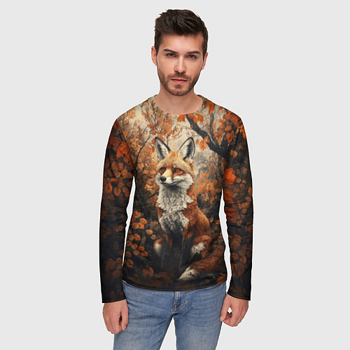 Мужской лонгслив Лис в лесной чаще / 3D-принт – фото 3