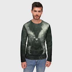 Лонгслив мужской Ретро иллюстрация паровоза, цвет: 3D-принт — фото 2