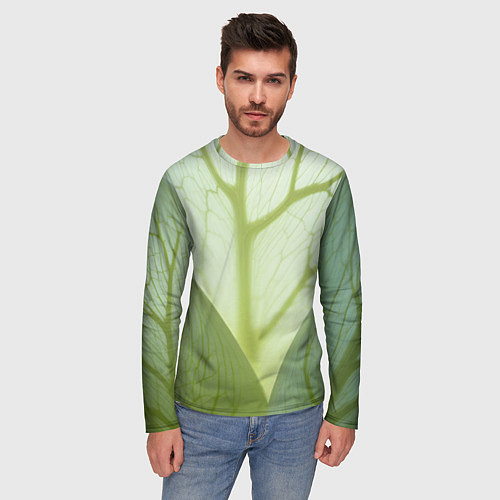 Мужской лонгслив Макро съемка листа / 3D-принт – фото 3