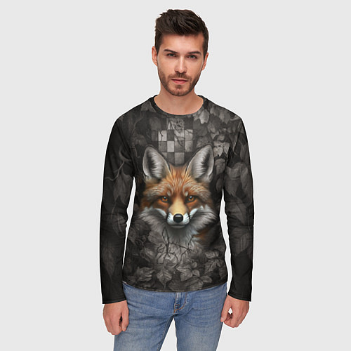 Мужской лонгслив Внимательный лис / 3D-принт – фото 3