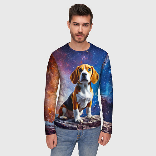 Мужской лонгслив Бигль в космосе / 3D-принт – фото 3