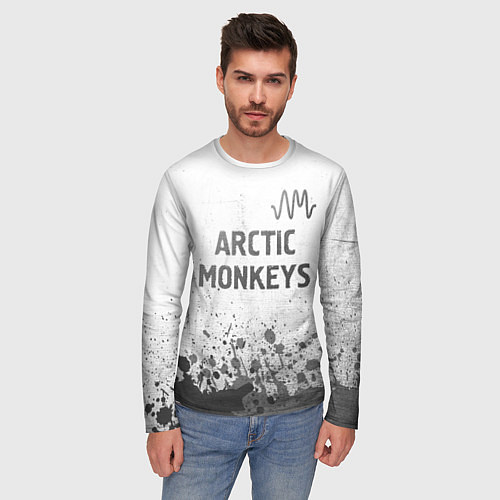 Мужской лонгслив Arctic Monkeys - white gradient посередине / 3D-принт – фото 3