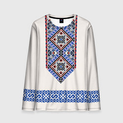 Лонгслив мужской Славянская вышиванка - узор обережник, цвет: 3D-принт