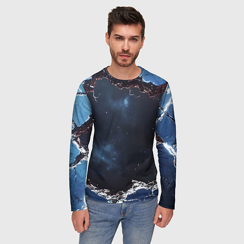 Мужской лонгслив Объемная дыра в стене текстура / 3D-принт – фото 3