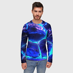Лонгслив мужской Объемные плиты в неоновом свечение, цвет: 3D-принт — фото 2