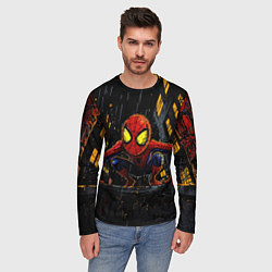 Лонгслив мужской Маленький человек-паук с желтыми глазами, цвет: 3D-принт — фото 2