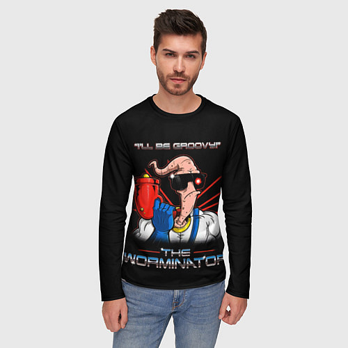 Мужской лонгслив Jim - worminator / 3D-принт – фото 3