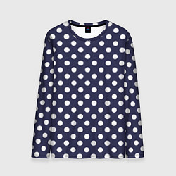 Лонгслив мужской Синий в белый горошек, цвет: 3D-принт