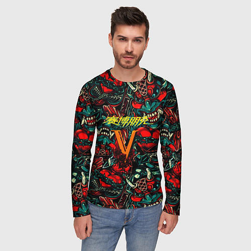 Мужской лонгслив God of War битва огня / 3D-принт – фото 3